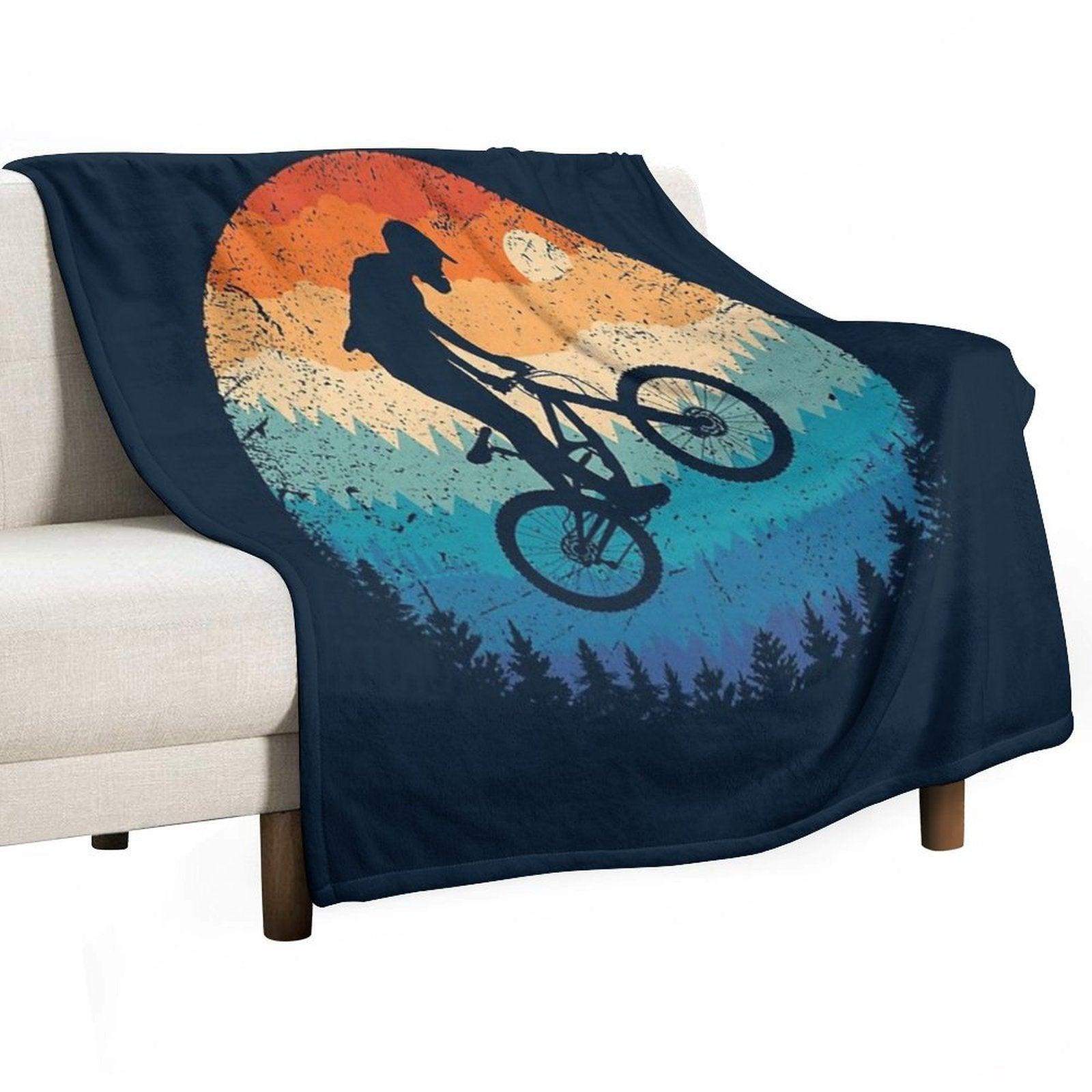 Mountain Biking Retro Throw Blanket