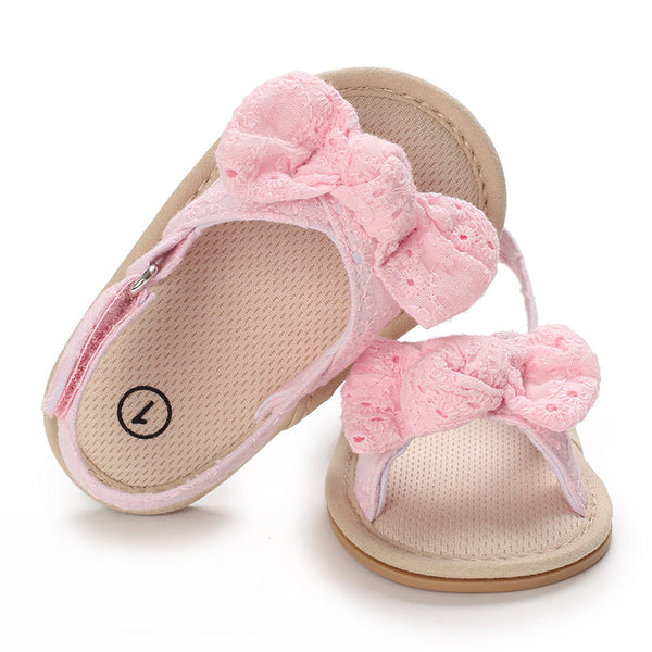 Baby Shoes Summer New 0-1 Year Old Rubber Sole Bow Sandals Toddler Shoes Baby Shoes