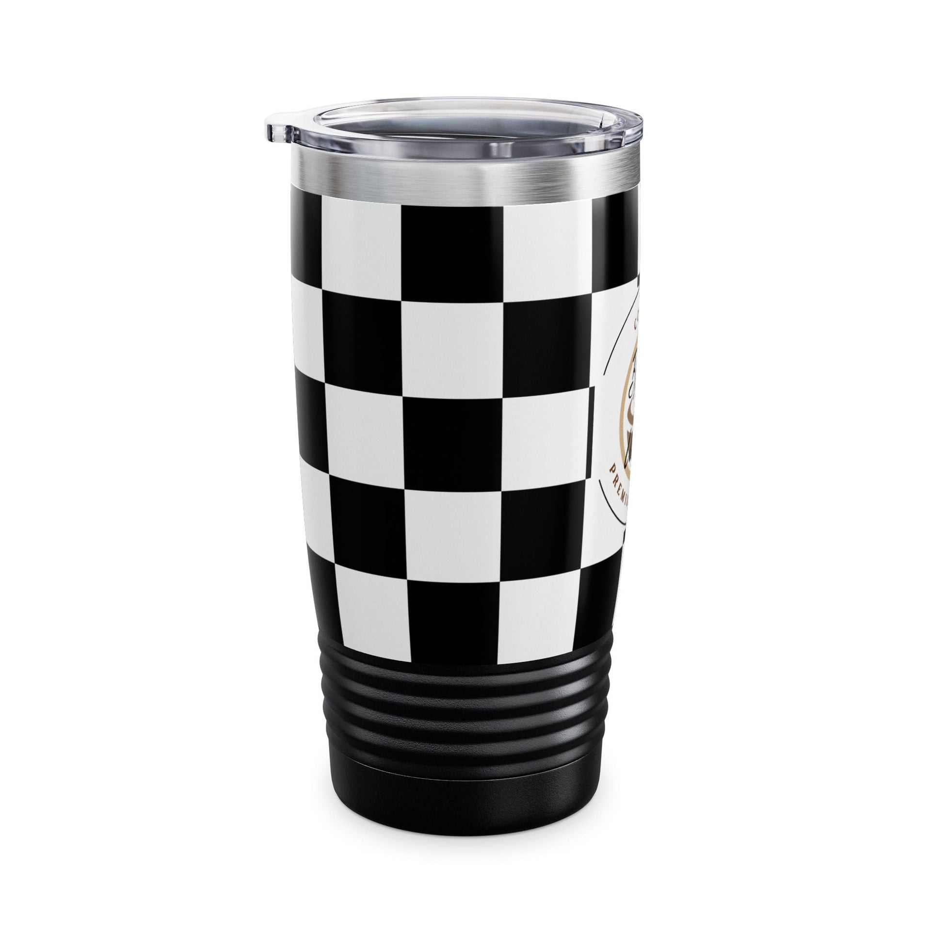 Chic Checker Print Tumbler, 20oz | Stylish Travel Mug | Coffee Lover Gift | Black & White Drinkware | Premium Quality Coffee Mug