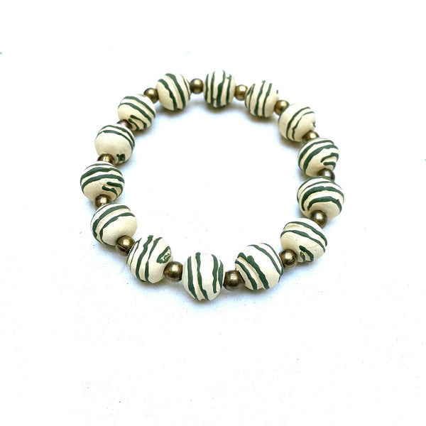 Simple Ceramic Bracelet- Painted Beads