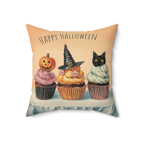 Microsuede Cushion / Halloween Art / Cupcakes /