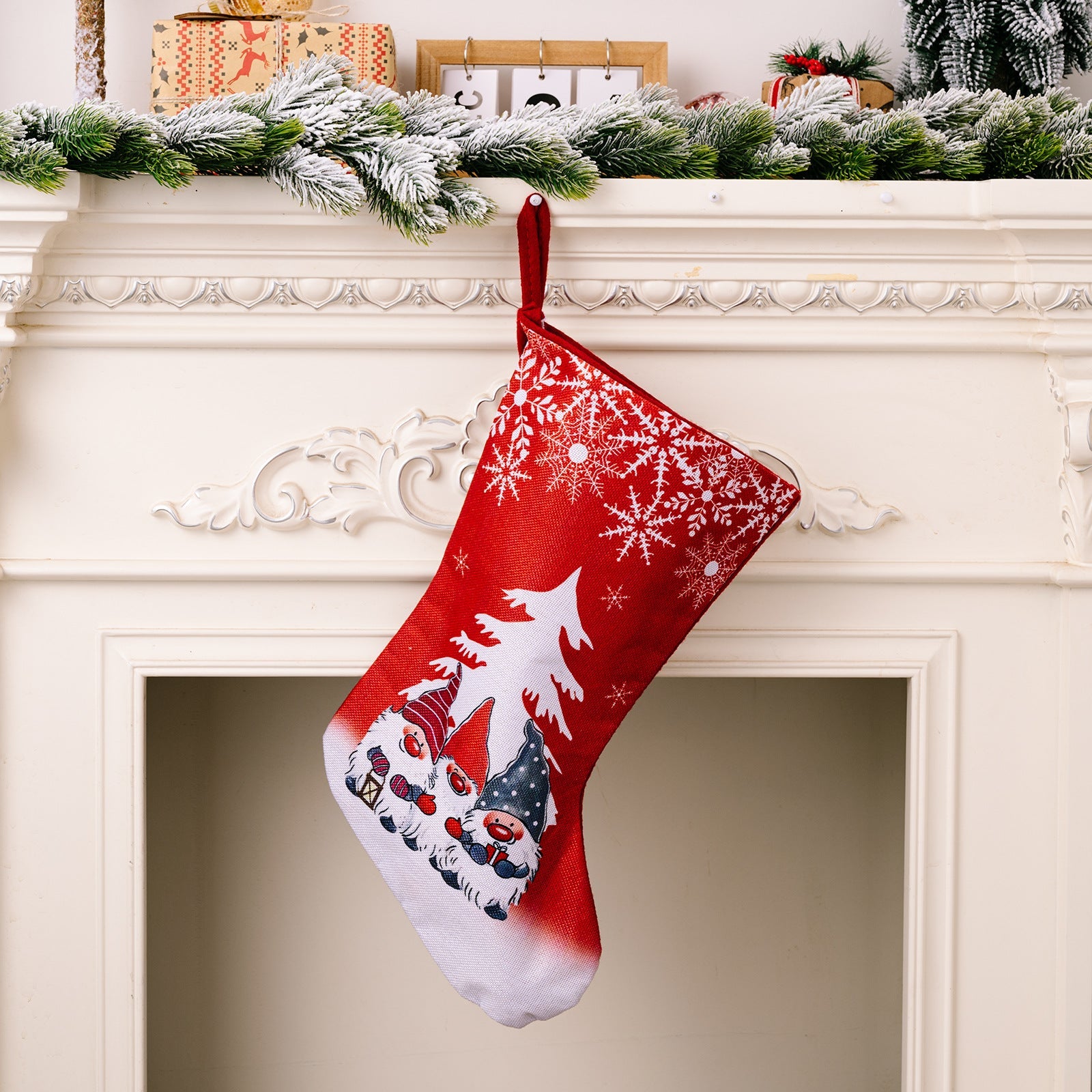 Christmas Decorations Rudolf Printed Christmas Socks Children's Gift with Large Christmas Socks
