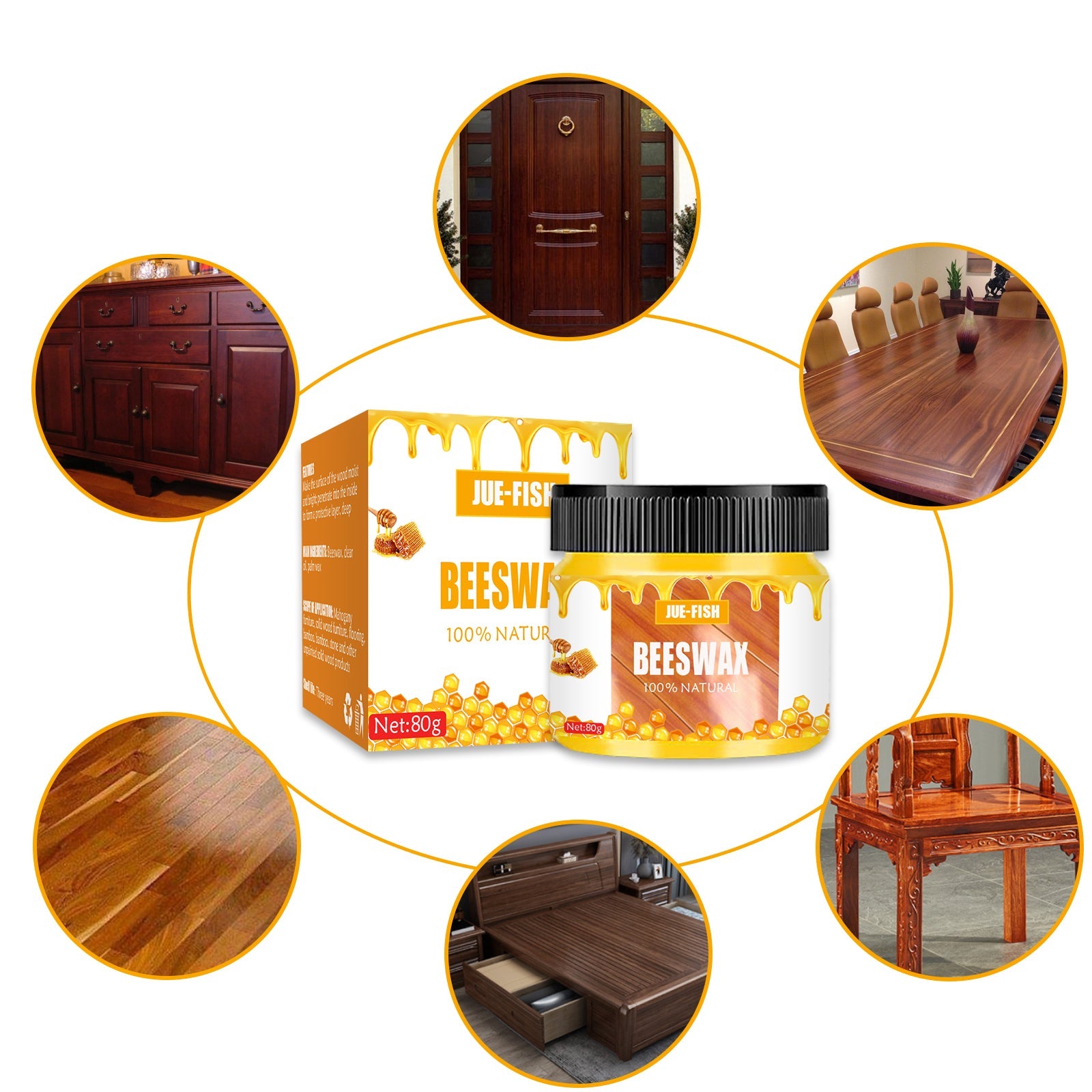 Beeswax, Wood Furniture Floor Brightening Wear Resistant Polishing Clean Scratches Refurbished Maintenance Care Wax