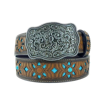 TOPACC Western Turquoise Belts - Square Buckle Copper/Bronze