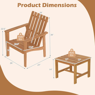 17” Square Patio Acacia Wood Side Table with Slatted Tabletop-Set of 2