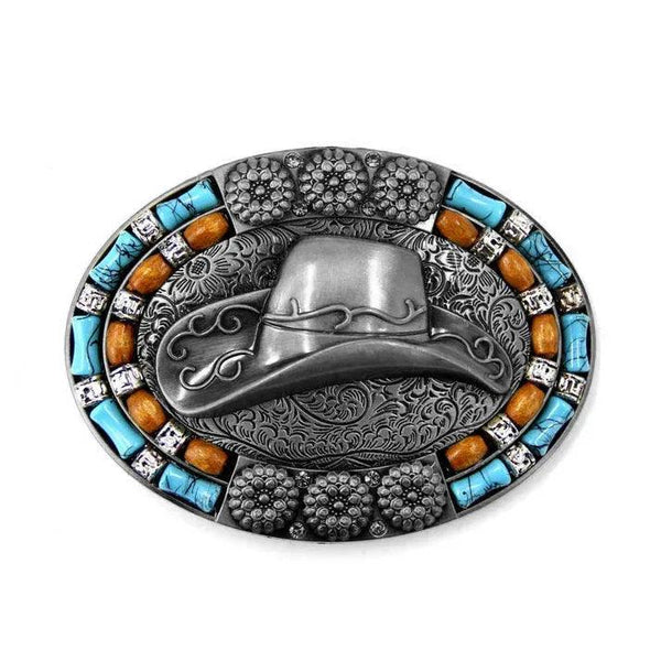 TOPACC Western Turquoise Oval Cowboy Hat Belt Buckle Copper/Bronze - Gifts for You 'n Me
