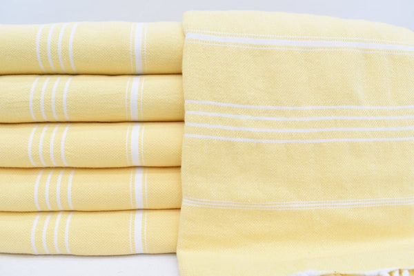 Yellow Monaco Turkish Towel – Lightweight Quick Dry Beach & Bath Towel, Luxury Turkish Cotton Spa Towel, Travel & Pool Towel