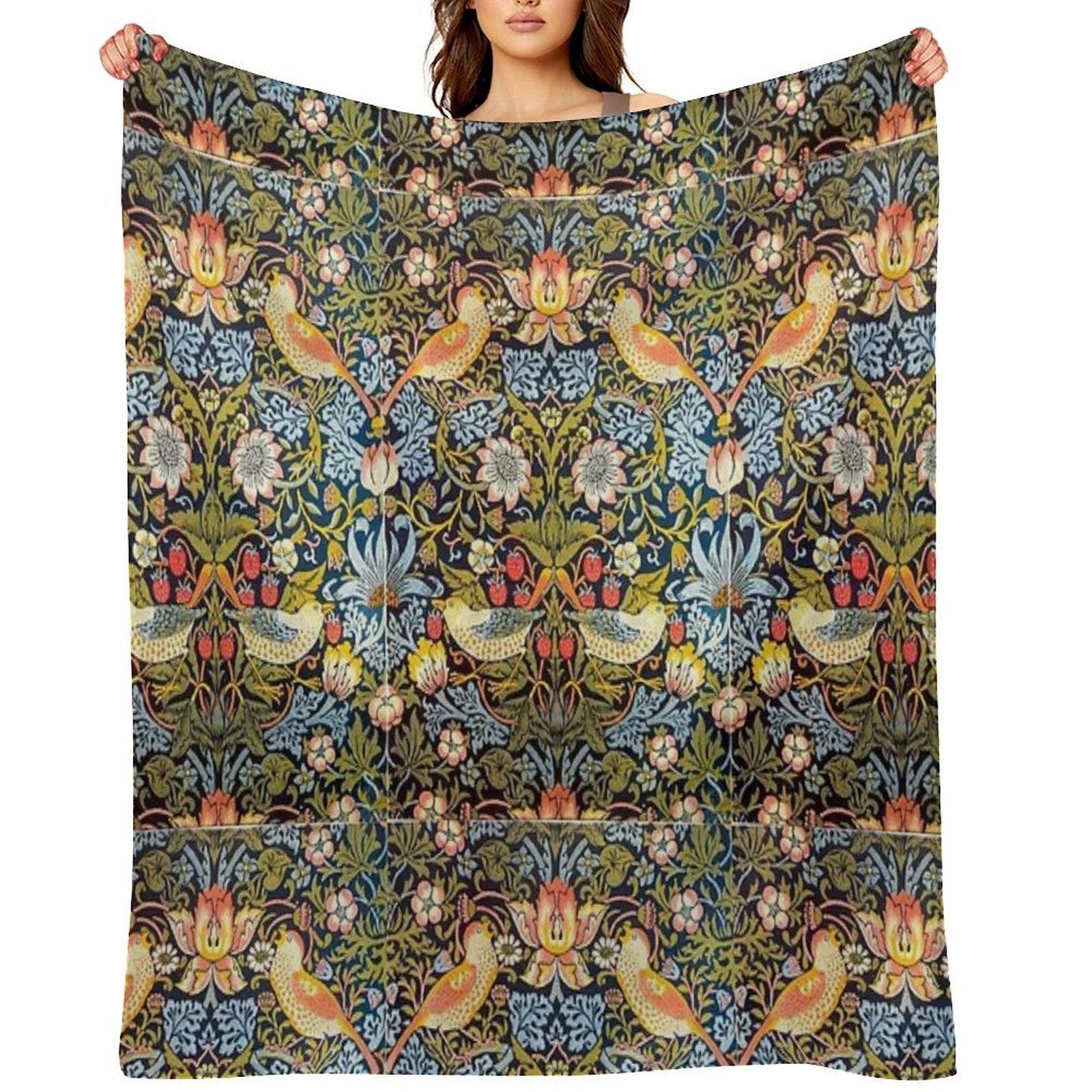 William Morris Strawberry Thief Design 1883 Throw Blanket