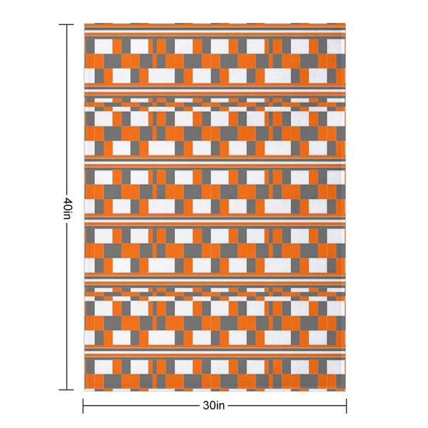 Orange Grey Square Art Anti-pilling Throw Blanket