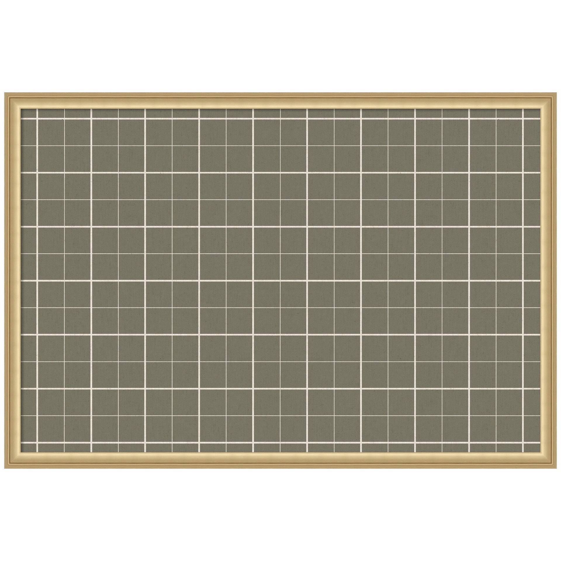 Framed Fabric Pinboard Sage Green Plaid Wall Organization