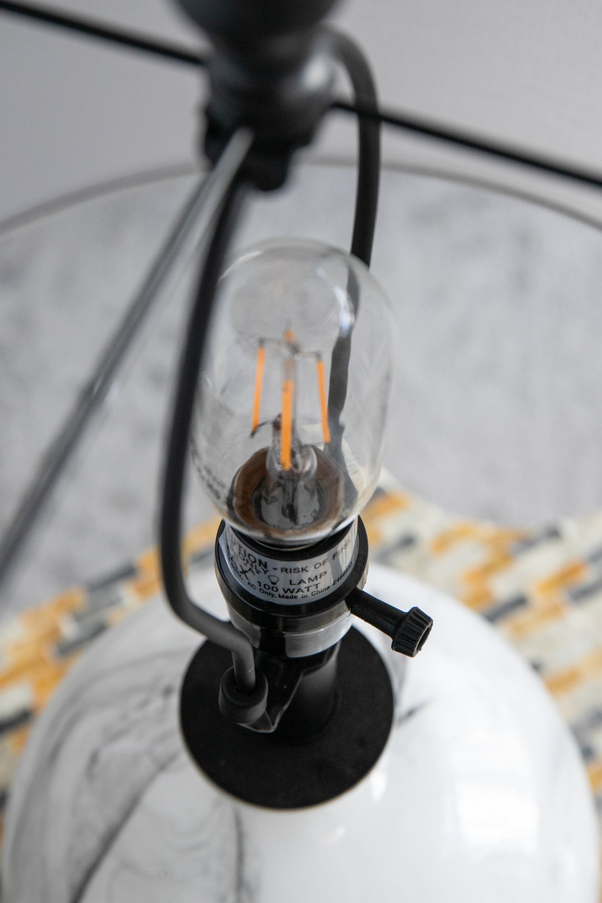 14x14x23' White And Grey Glass Table Lamp