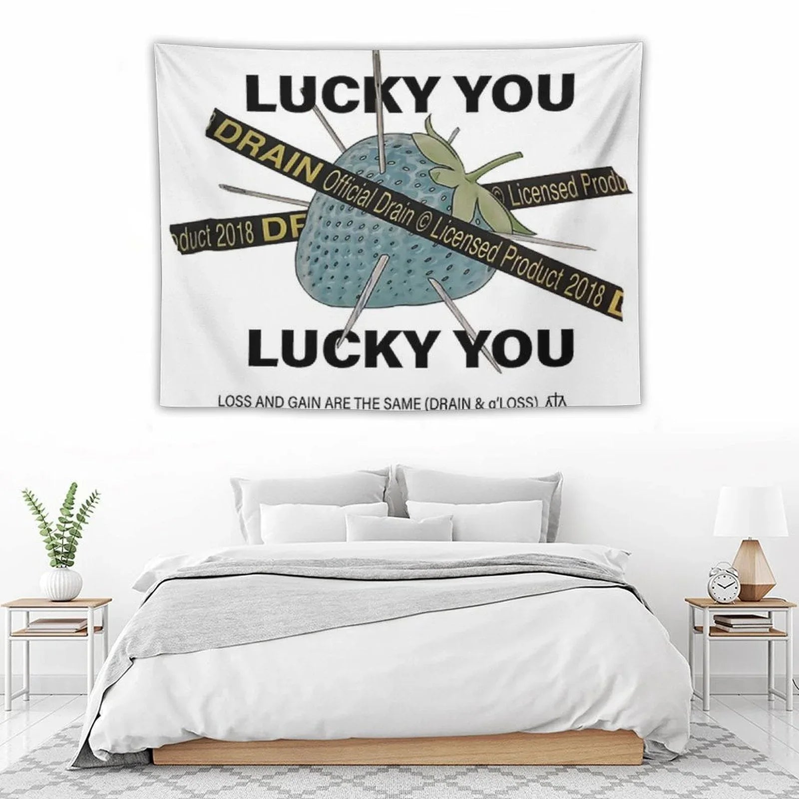 Bladee Drain Gang Lucky You Strawberry Logo Tapestry