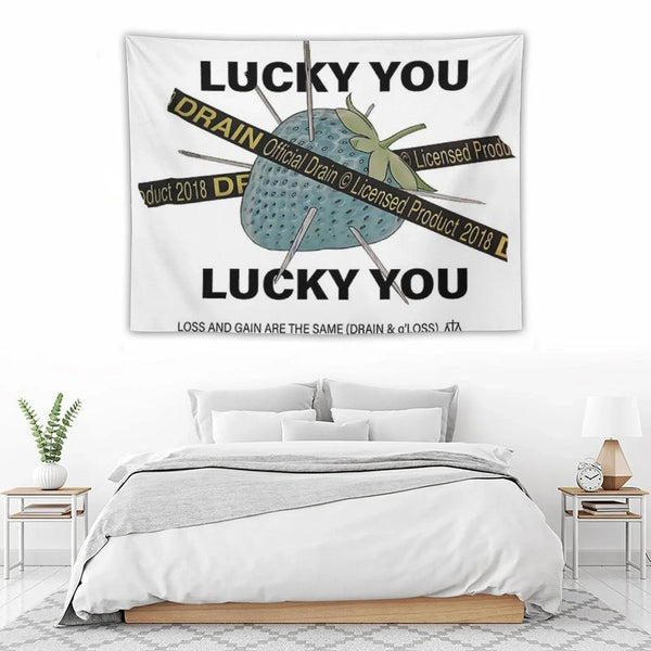 Bladee Drain Gang Lucky You Strawberry Logo Tapestry