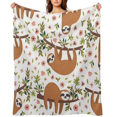Cute Sloths Gift-ready Throw Blanket
