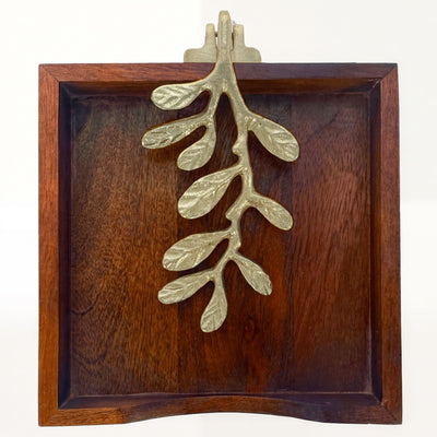 Wooden Napkin Holder – Gold, Weighted Metal Arm
