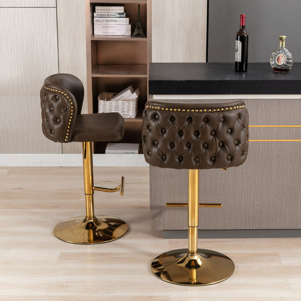 Furniture, Swivel Barstools Adjusatble Seat Height, Modern PU Upholstered Bar Stools