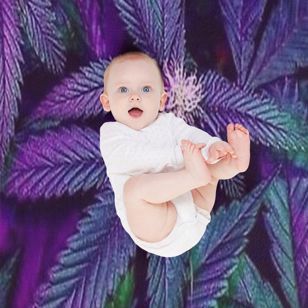 Psychedelic Purple Cannabis Marijuana Weed Pot Leaves Throw Blanket