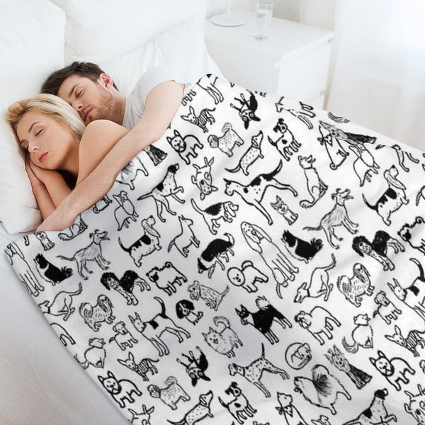 Black And White Dogs Pattern Eco-conscious Throw Blanket