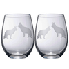 Set of 2 Dog Stemless German Shepherd Wine Glasses by The Wine Savant - Puppy & Doggy Lover for Him and Her Dogs Silhouette - Glass Gifts Etched Tumblers for Anniversary, Wedding, Home Bar Gifts