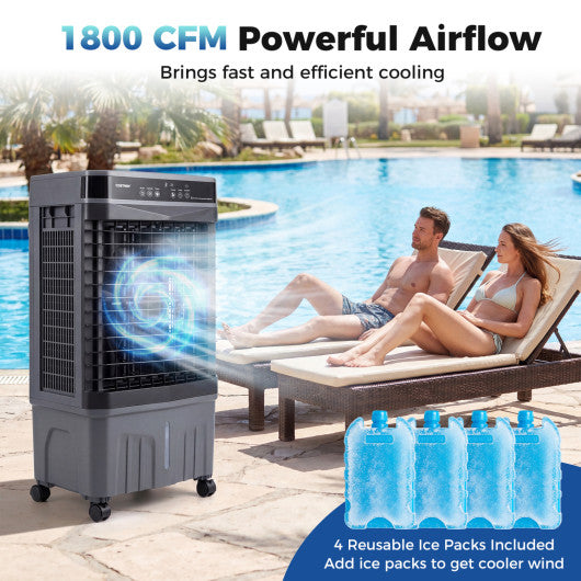 1800 CFM Evaporative Air Cooler with 4 Gal Water Tank-Black