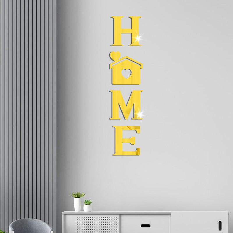 Acrylic Mirror Stickers: Home House Love Combo Bestseller Shein Soft Mirror Decorative Wall Stickers with Letter Hearts