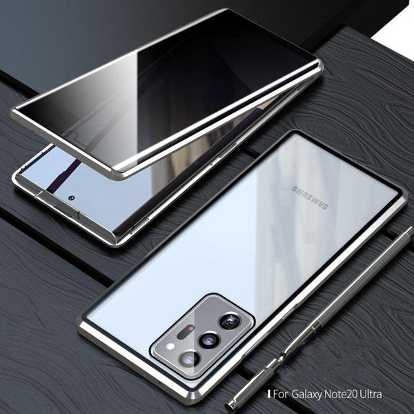 For Samsung Note20U Anti Peeping Privacy Glass Case Protect Phone Case S21Ultra Magnetic S21 Metal Cover