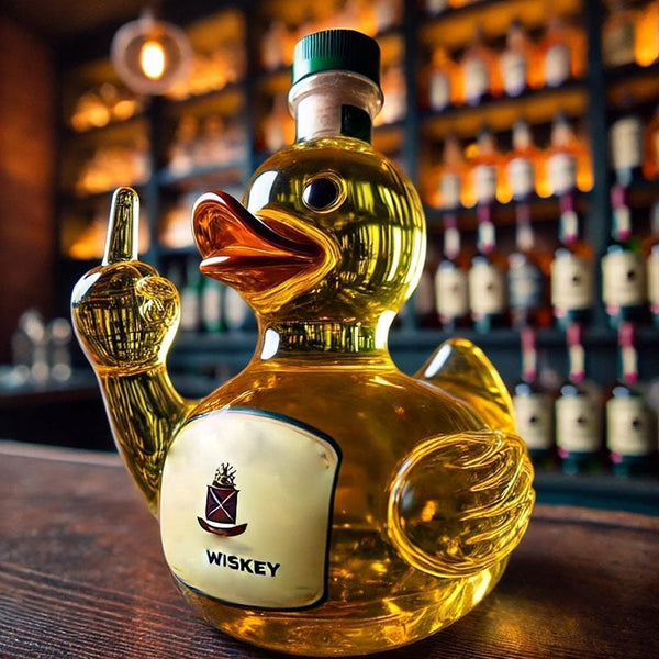 10 Oz Middle Finger Duck Bottle - Funny Whiskey Duck Decanter. Great Prank Decoration for Bar, Office or Home