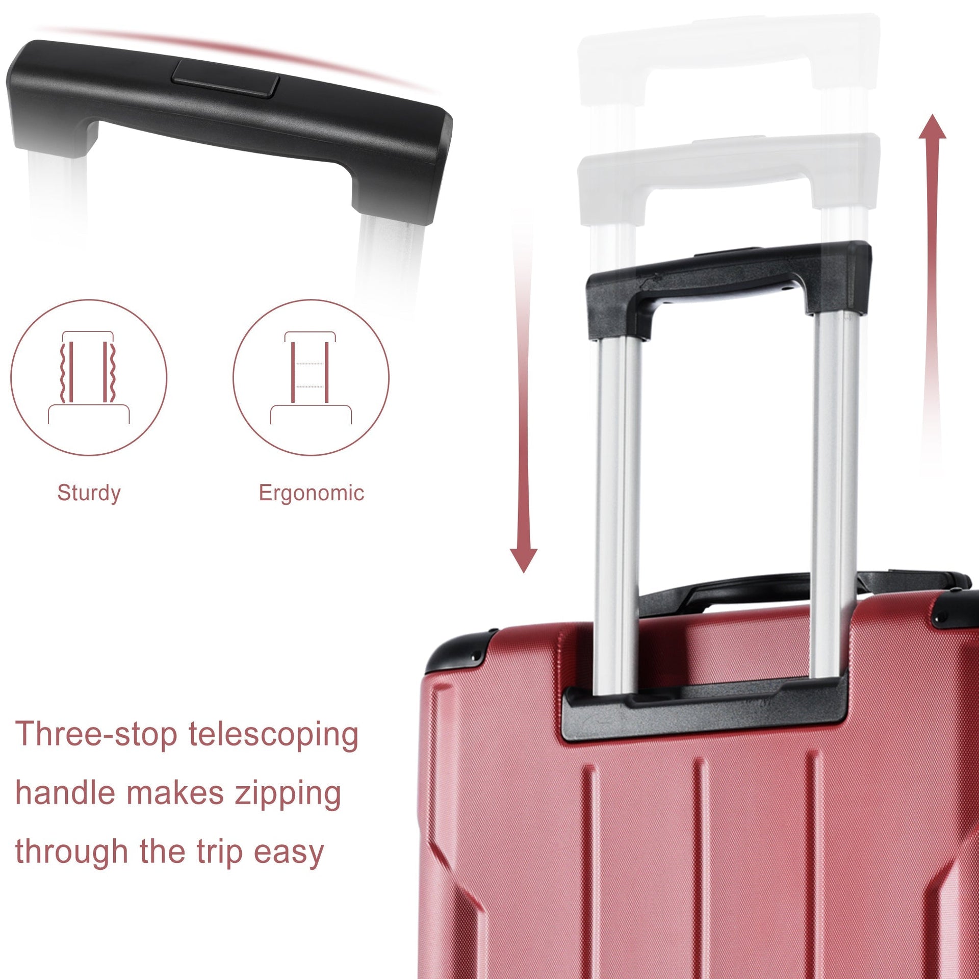 Luggage Sets 3 Piece, Expandable Hard shell ABS Suitcases with Double