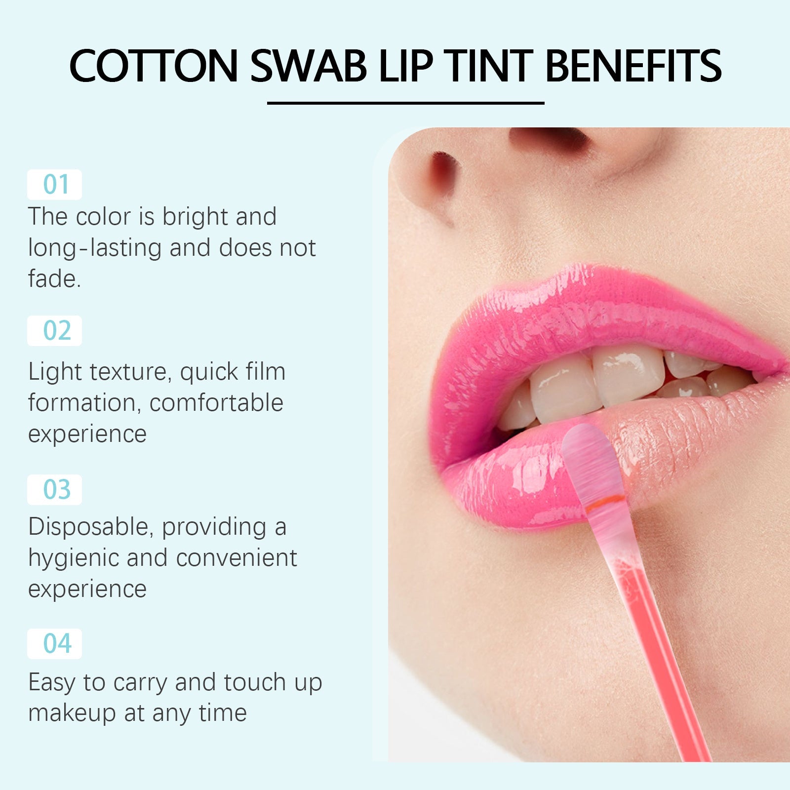 Cotton Swab Lip Glaze, Long-Lasting Moisture Not Easy To Fade Lip Color Lipstick Portable Moisturizing Disposable Lip Glaze