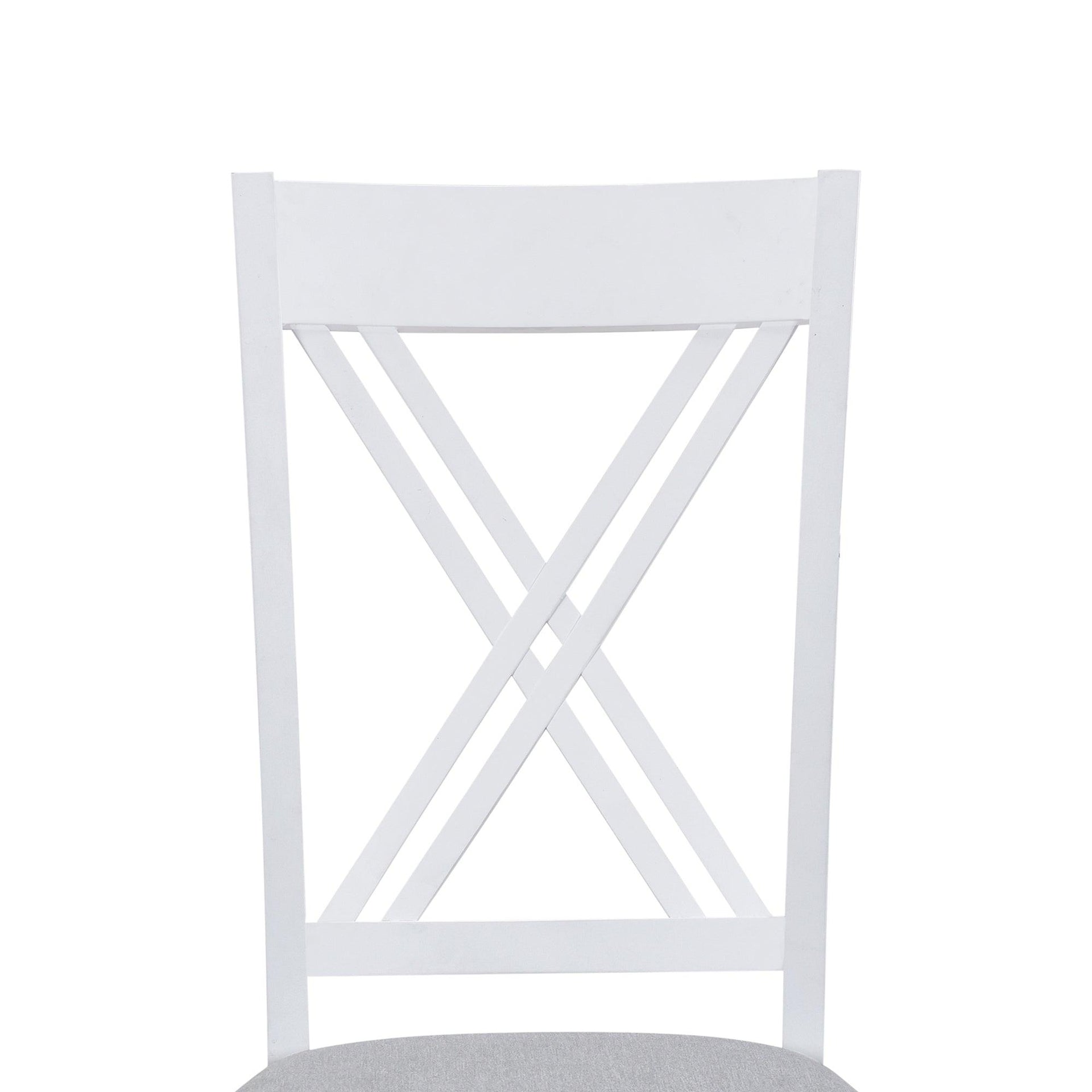 TOPMAX Rustic Minimalist Wood 5-Piece Dining Table Set with 4 X-Back Chairs for Small Places  White