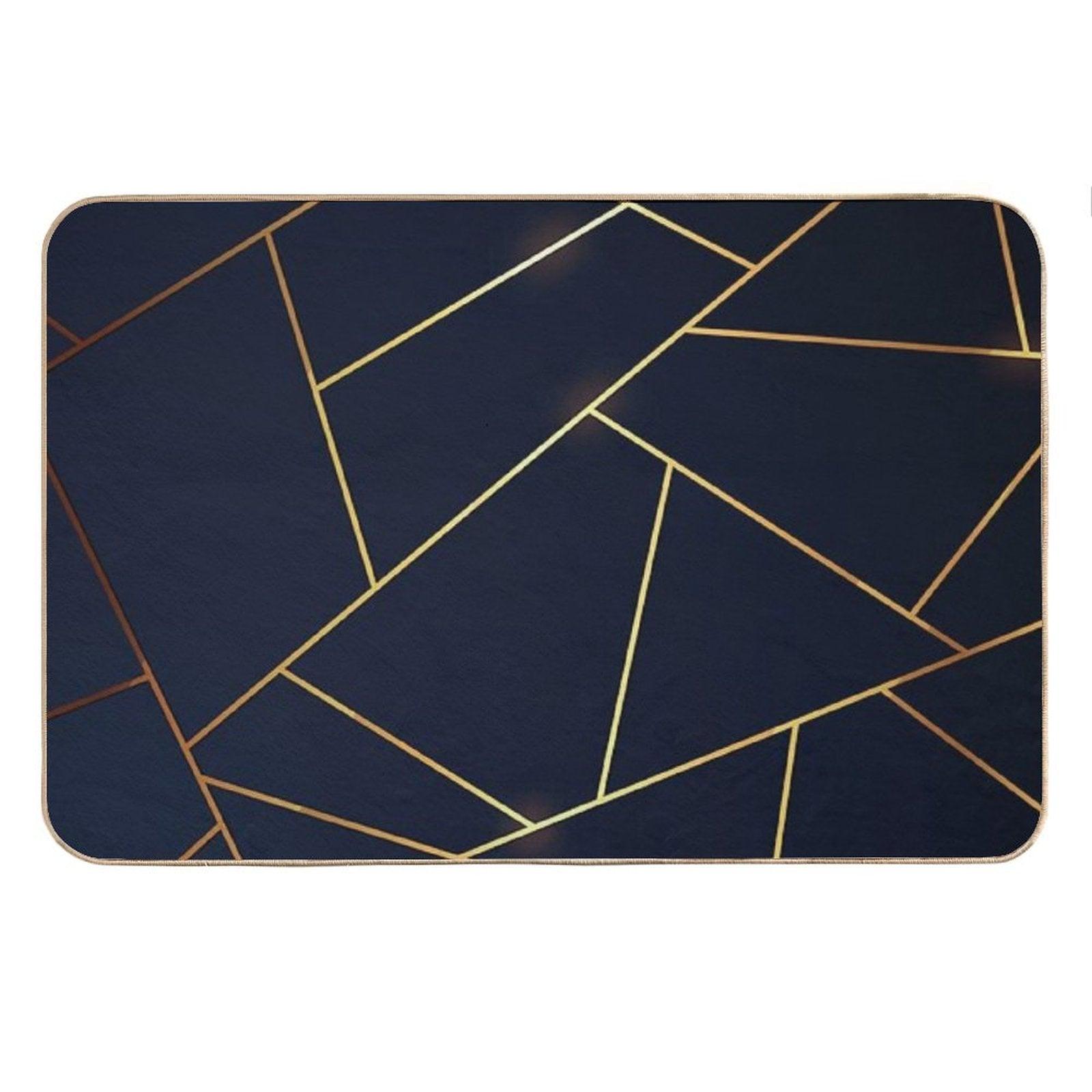 Geometric Navy Gold Stone Bath Mat