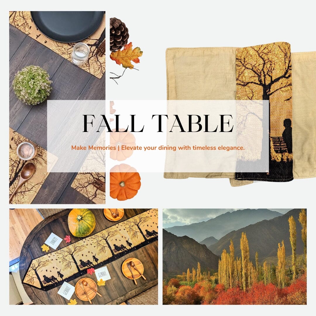 DaDalogy Bedding Set of 4 Pieces Autumn Birds Blessing Tapestry Dining Placemats 13” x 19” (18198)