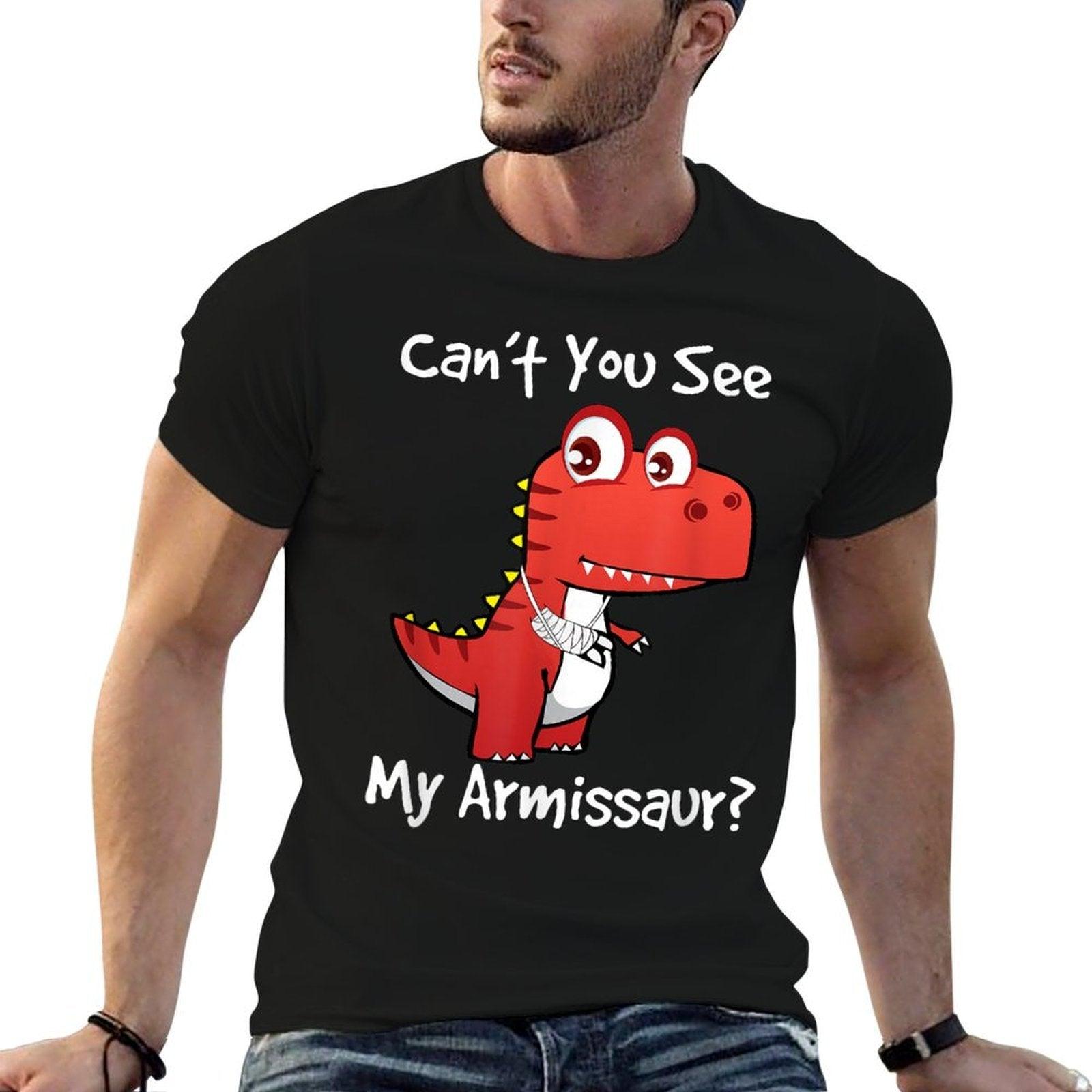 Funny Get Well Broken Arm Dinosaur with A Cast My Armissaur  Heathered Texture T-Shirt