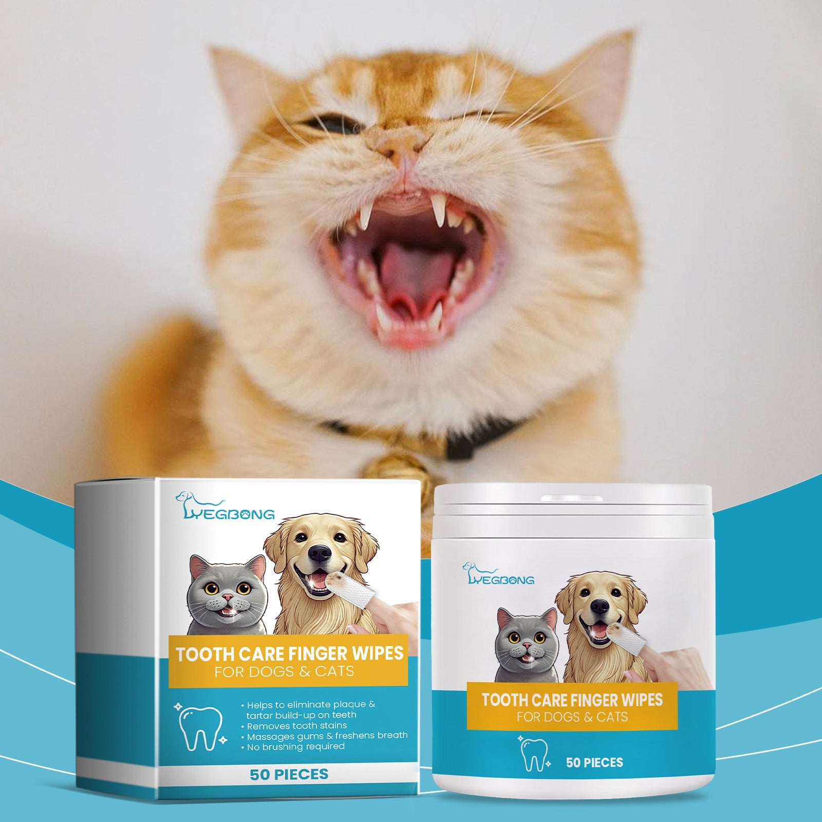 Cat And Dog Tooth Wipes, Pet Tooth Cleaning Tartar Clean Repair Fresh Care Fingercover