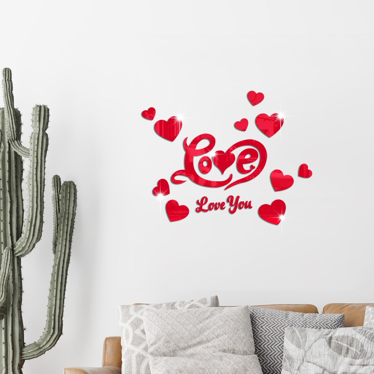 Cross-border Export Love Mirror Acrylic Wall Sticker for Bedroom and Living Room Decor