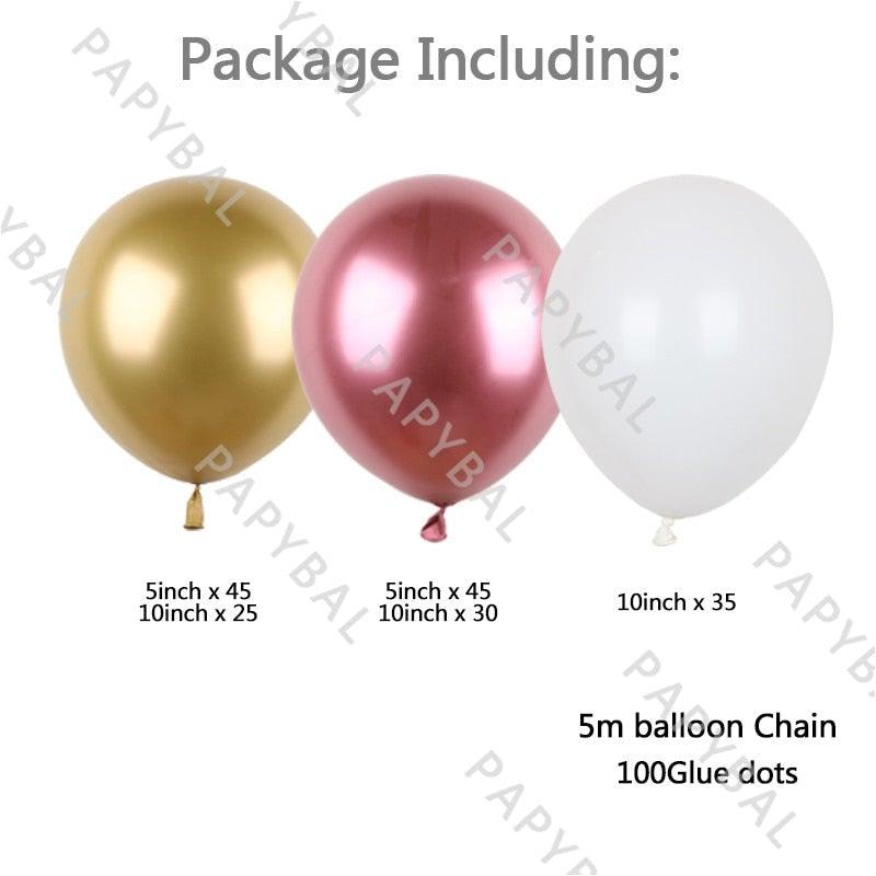 182Pcs Rose Gold Latex White Pink Balloons Arch Garland Kit For Wedding Party Decoration Birthday Baby Shower Office Party Gender Reveal