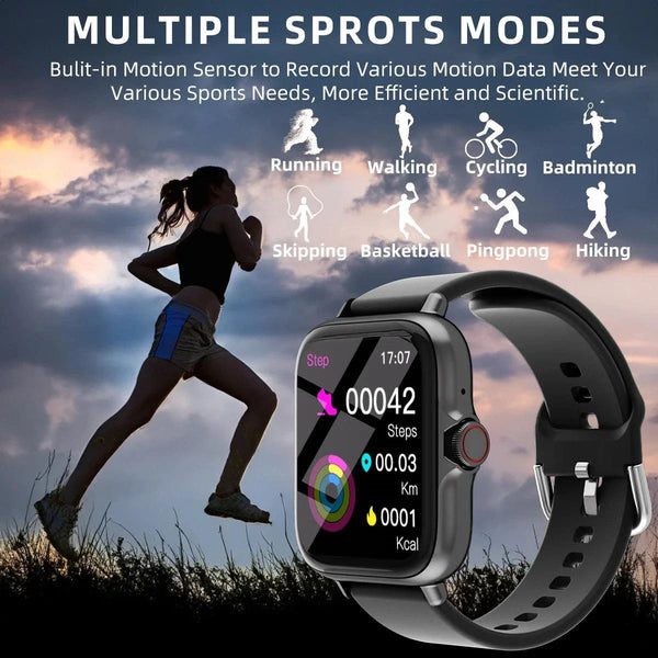 SmartTech 1.83'' Waterproof Smart Watch - Call & Message Alerts, Sleep Monitoring, Sports Pedometer for iPhone & Android