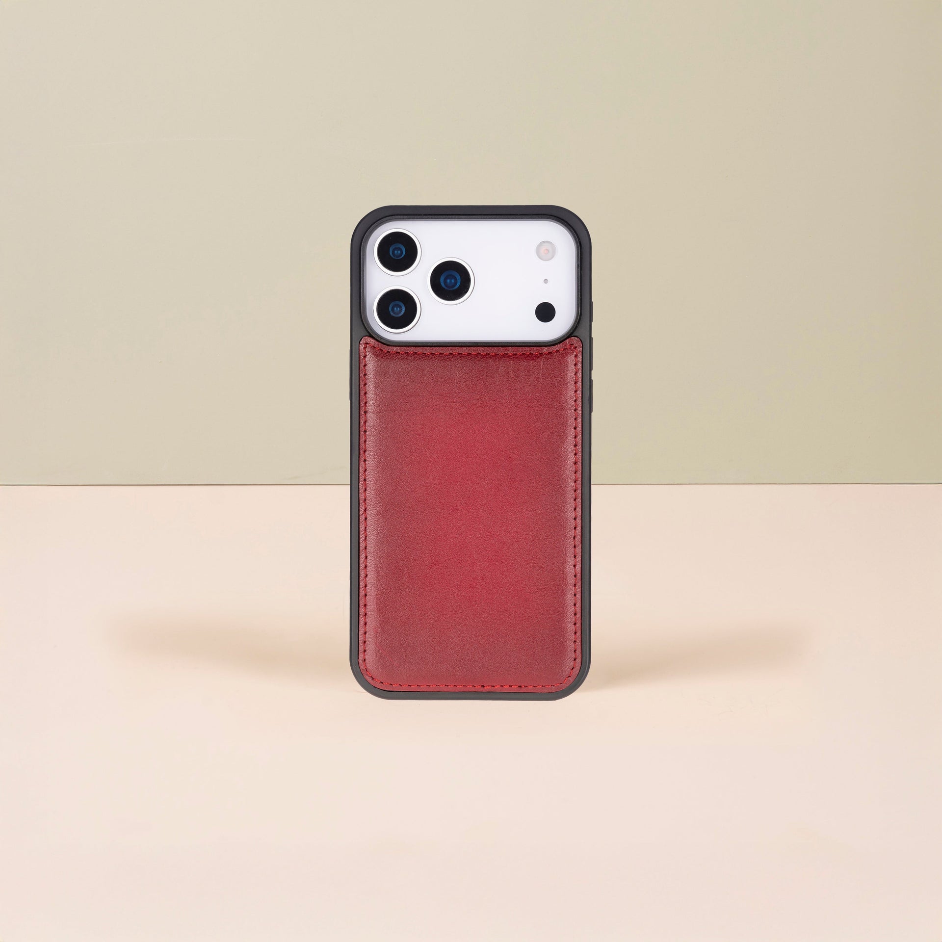 Leather iPhone 17 Pro Max Wallet Case – Red - Austin