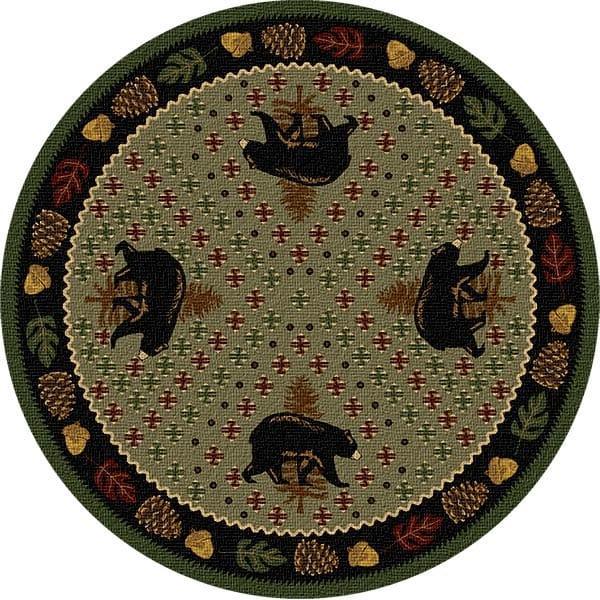 Bear Ridge Green 8' Round Area Rug - Gifts for You 'n Me