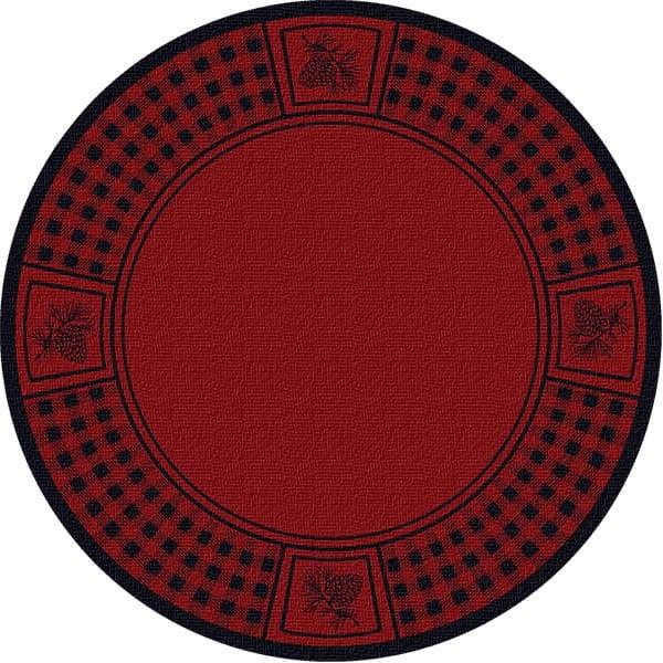 Pinecone Plaid Red 8' Round Area Rug