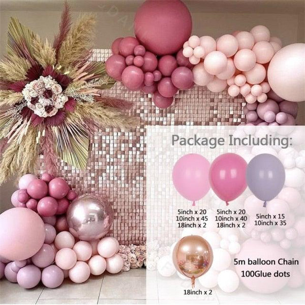 183Pcs Retro Hot Pink Baby Pink 4D Balloons For Baby Shower Bridal Shower Birthday Party For Decoration Girl Birthday Ballons