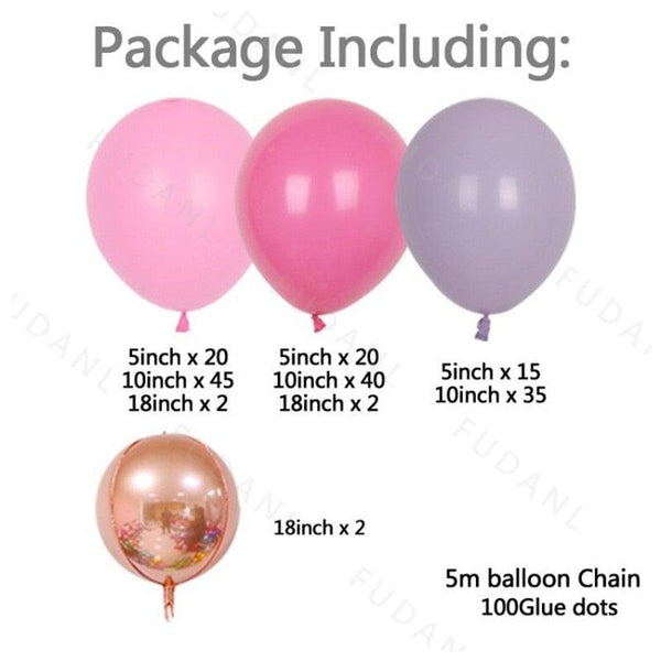 183Pcs Retro Hot Pink Baby Pink 4D Balloons For Baby Shower Bridal Shower Birthday Party For Decoration Girl Birthday Ballons
