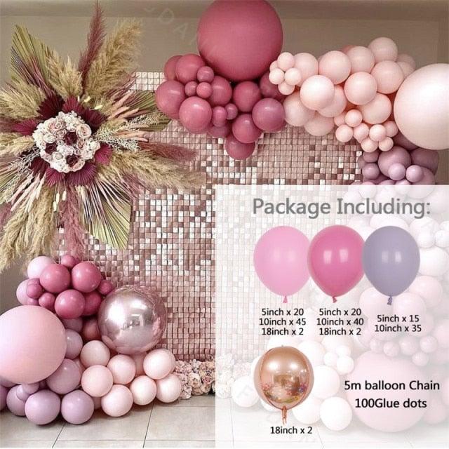 183Pcs Retro Hot Pink Baby Pink 4D Balloons For Baby Shower Bridal Shower Birthday Party For Decoration Girl Birthday Ballons