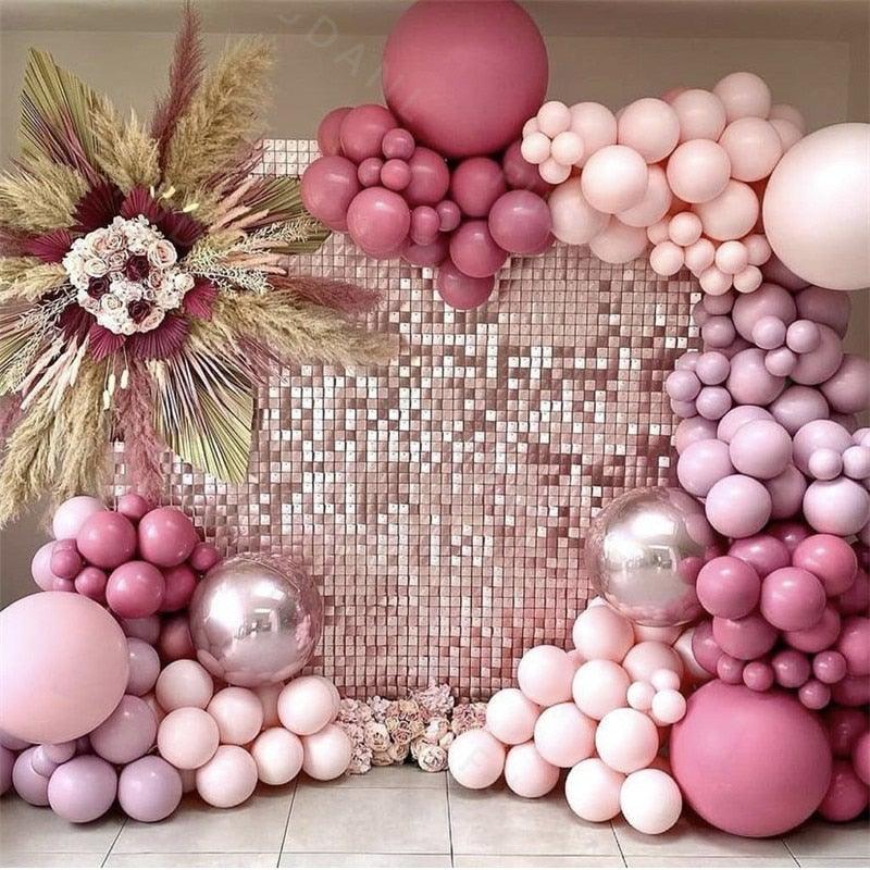 183Pcs Retro Hot Pink Baby Pink 4D Balloons For Baby Shower Bridal Shower Birthday Party For Decoration Girl Birthday Ballons