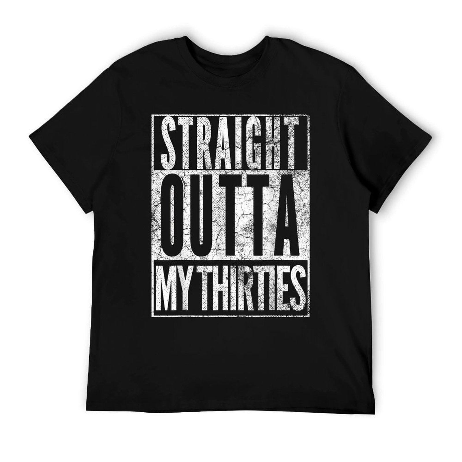 Straight Outta My Thirties 1980 40th Birthday Gift 40 Years  Ribbed Collar T-Shirt
