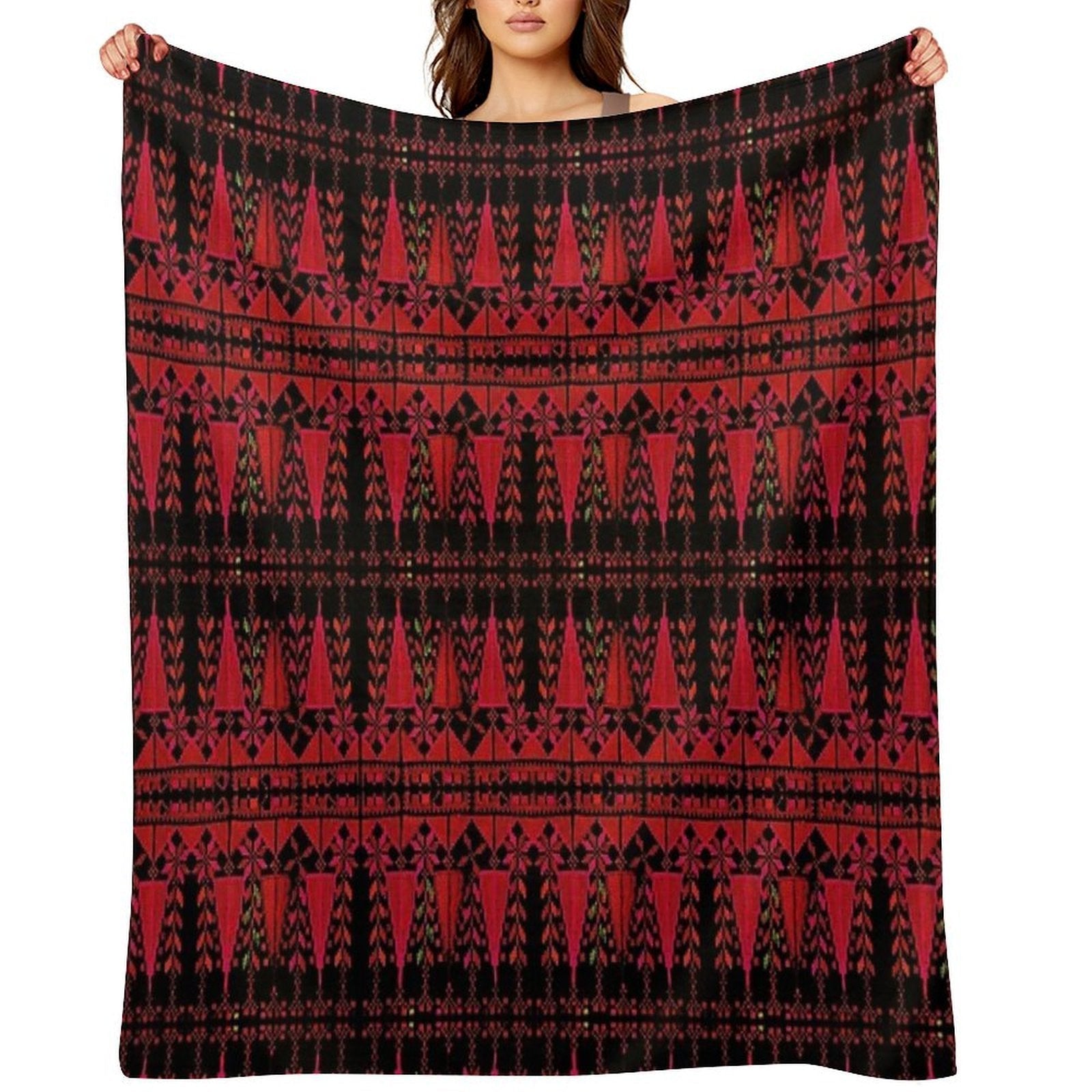 Palestinian Red Trees Durable Throw Blanket