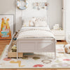 Twin Size Sleigh Bed with 2 Storage Drawers Wood Platform Bed Frame-White