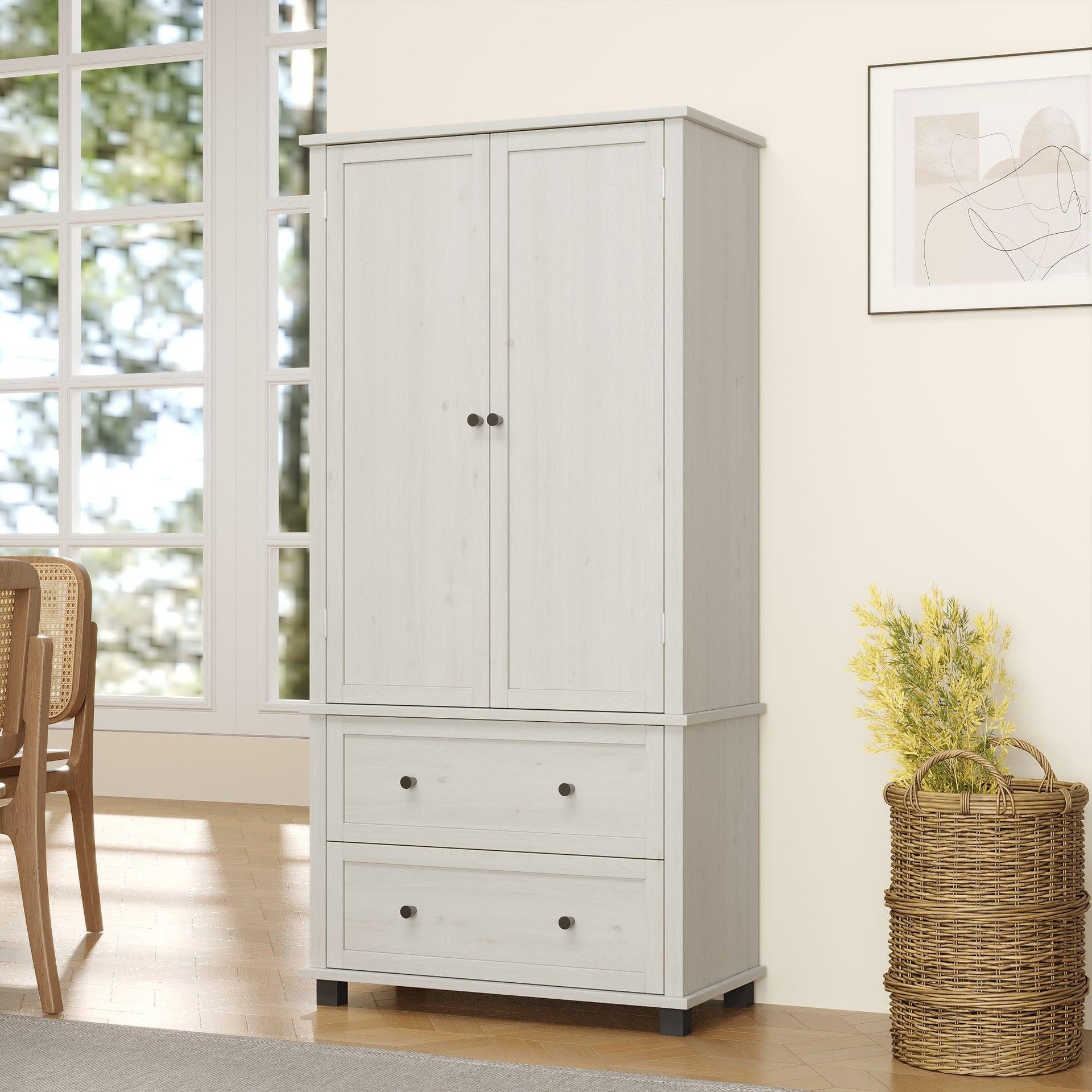 70 inch high kitchen pantry storage cabinet with 2 drawers and 3 shelves, large storage cabinet (antique white)