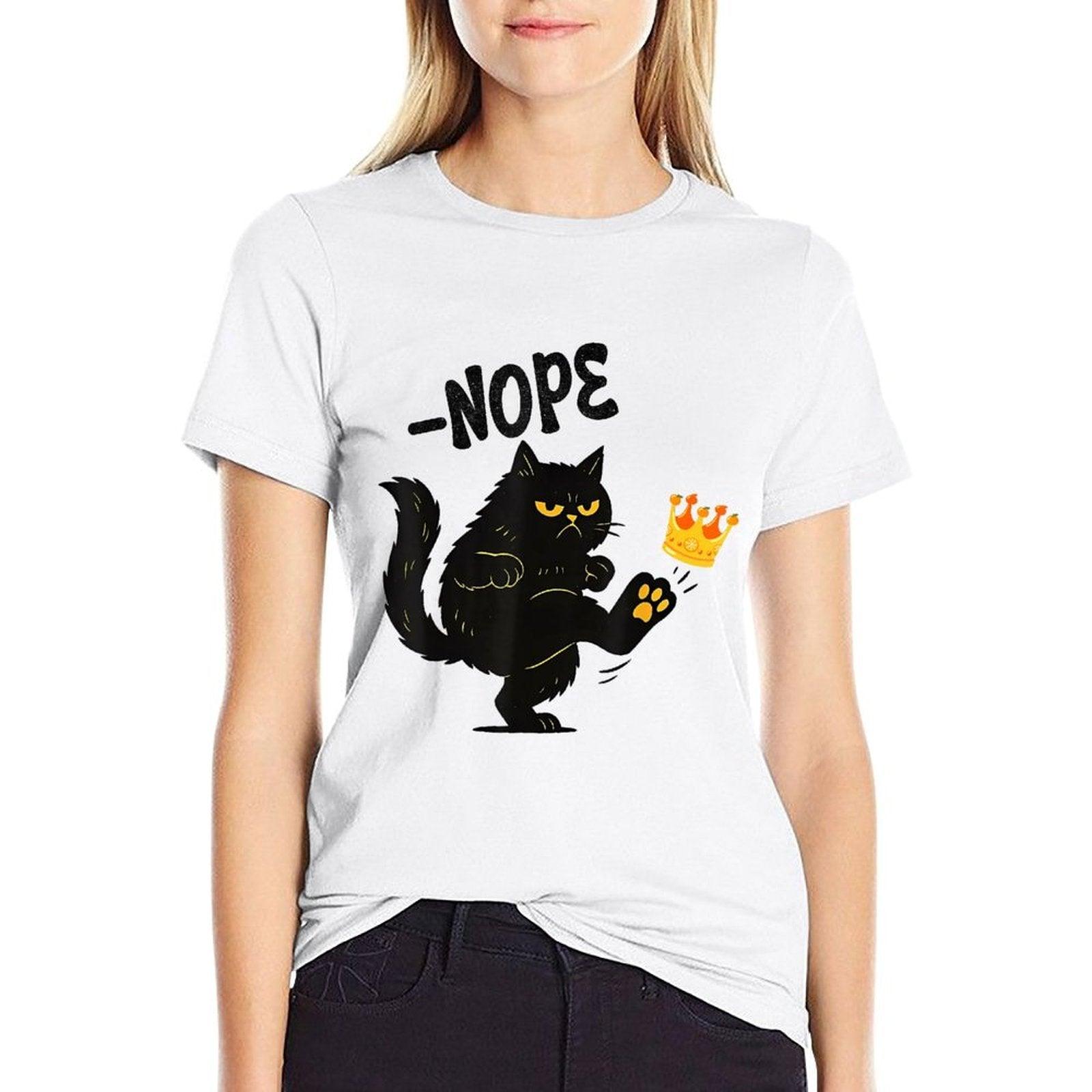 No King Nope King Funny Black Cat Men Women  Polyester Blend T-Shirt