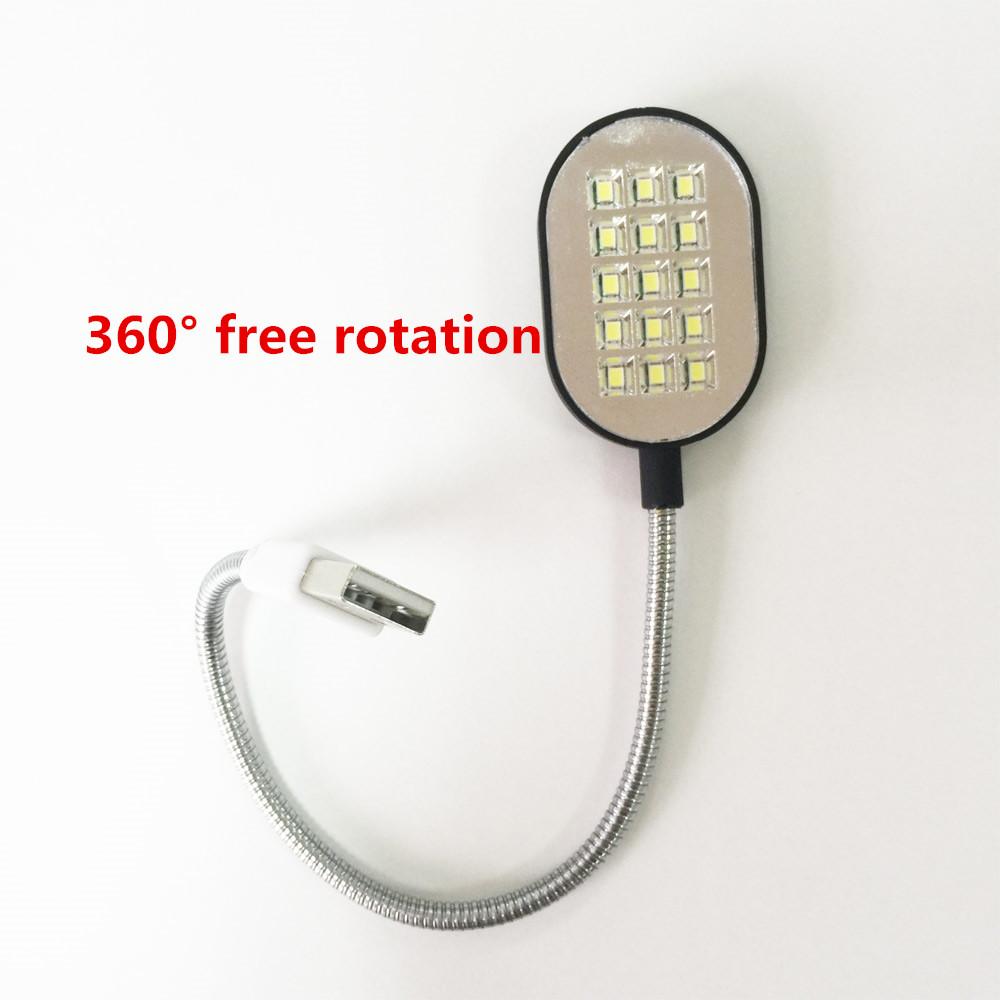 Ultra Bright 15 LED Flexible 35.2cm Mini Computer USB Work Light Lamp Flashlight For PC Laptop Convenient for Reading